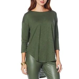 G by Giuliano XXS High Low Olive Green Modal blend top